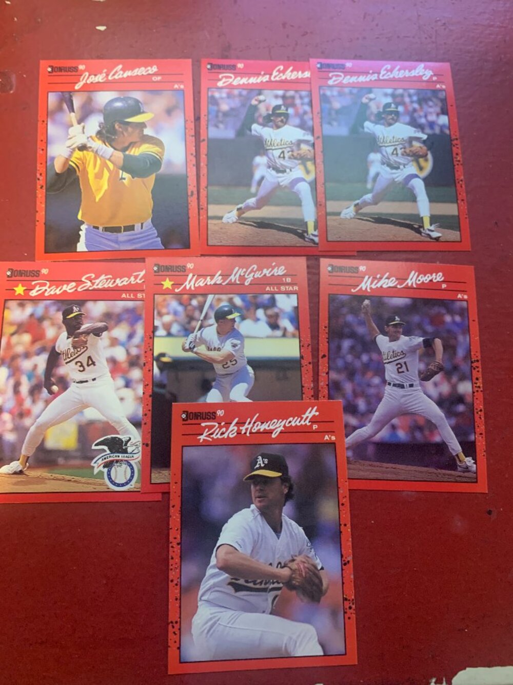 Lot of 7 1990 Donruss Oakland Athletics Misc Trading Cards SELLING AS IS